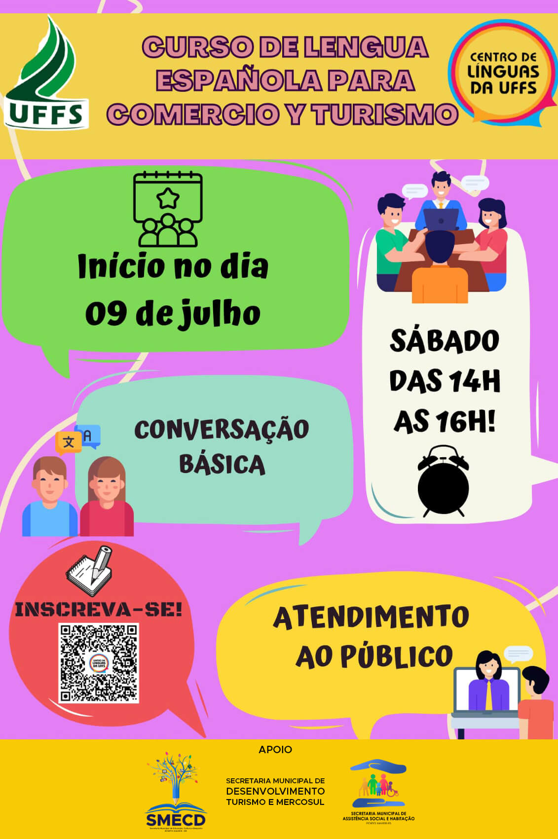 INSCRIÇÕES ABERTAS PARA O CURSO GRATUITO DE LENGUA ESPAÑOLA PARA COMERCIO Y TURISMO